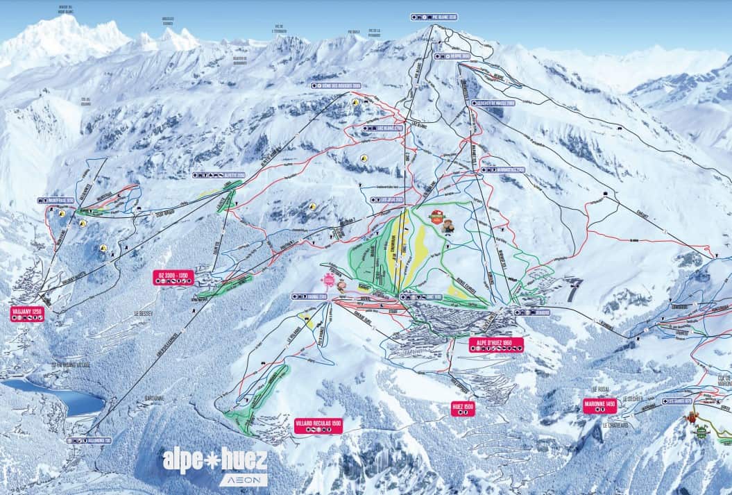 Plan des pistes huez